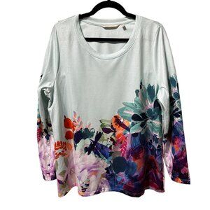 Soft Surroundings size PXL mint green floral long sleeve top